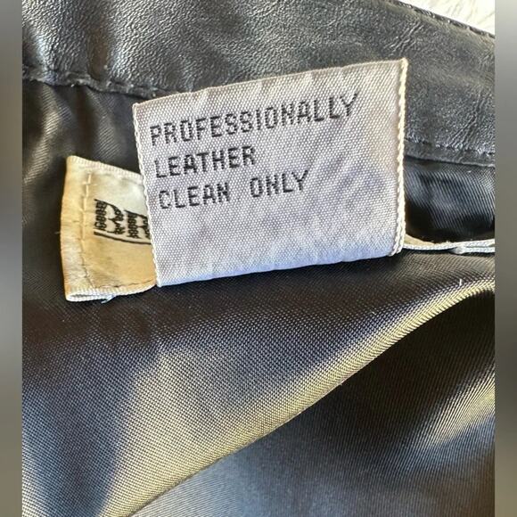 Vintage 80s Brass Plum Nordstrom Black Leather Pencil Skirt | Knee Length | M - Picture 10 of 11